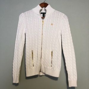 Ralph Lauren Women’s White & Gold Sweater Sz Xs